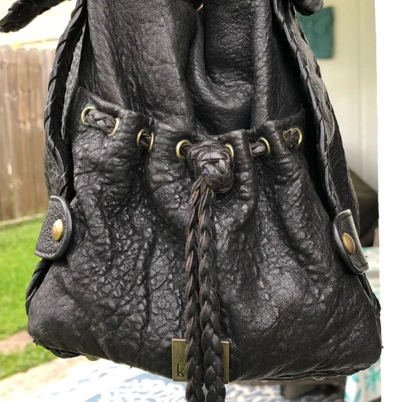 SOLD Kooba Black Pebbled Leather Hobo Bag Purse - Picture 2 of 14